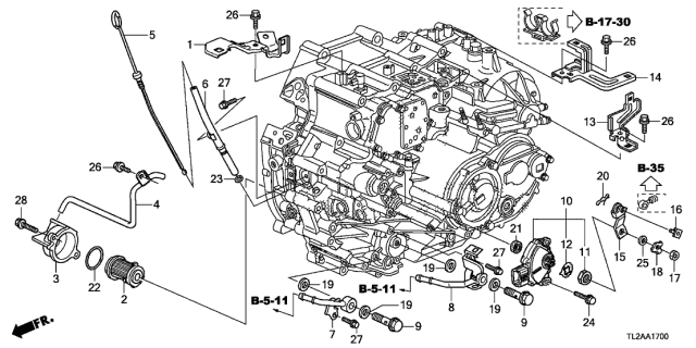 2014 Acura TSX Pipe, Gauge (ATF) Diagram for 25613-RDH-000