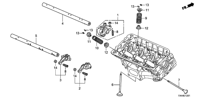 2013 Acura RDX Shaft, Rear Exhaust Rocker Diagram for 14634-R70-A01