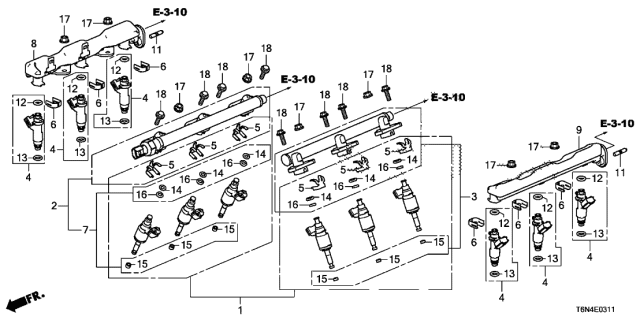 2021 Acura NSX 2 Door FIF KA DCT Fuel Injector Diagram