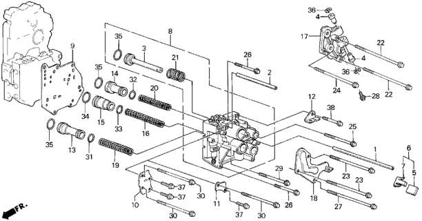 1990 Acura Legend 4 Door L (MOQUETTE) KA 4AT AT Servo Body Diagram