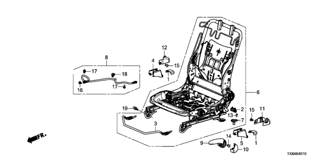2014 Acura ILX Hybrid Front Seat Components Diagram 1