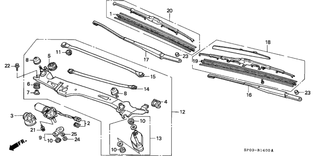 1992 Acura Legend Front Windshield Wiper Diagram