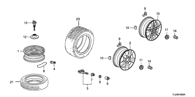 2010 Acura TSX Aluminum Wheel Rim (17X7) (1/2J) (Tpms) (Enkei) Diagram for 42700-TL2-A91