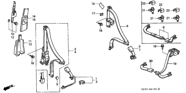 1998 Acura RL Cap, Anchor Cover (Mild Beige) (Takata) Diagram for 77863-SA5-672YT