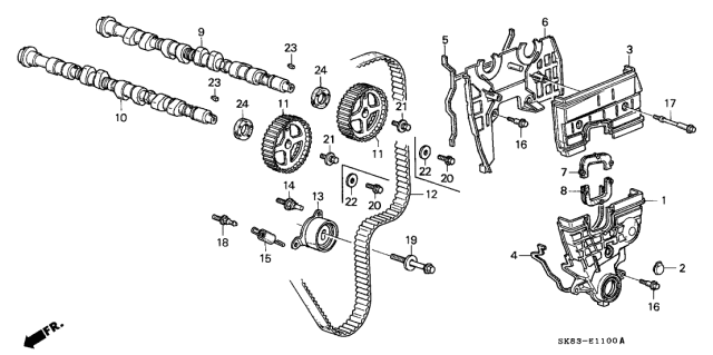 1991 Acura Integra Right Back Seal Rubber Diagram for 11832-PR4-A00