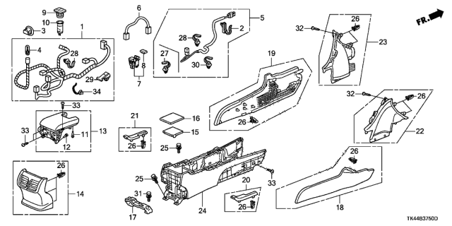 2010 Acura TL Rear Console Diagram