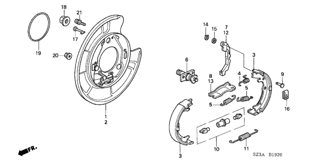 2004 Acura RL 4 Door RL (NAVIGATION) KA 4AT Parking Brake Shoe Diagram