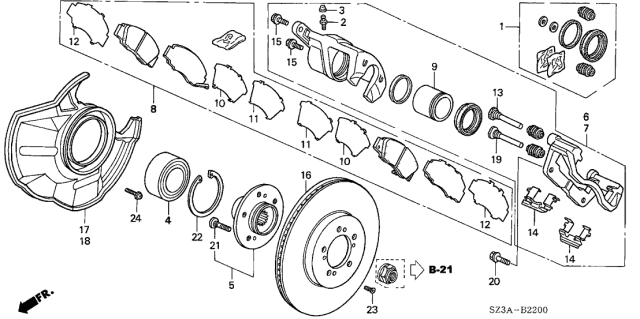 2004 Acura RL Front Disc Brake pad Set (17Cl-1 Diagram for 45022-TE0-A61