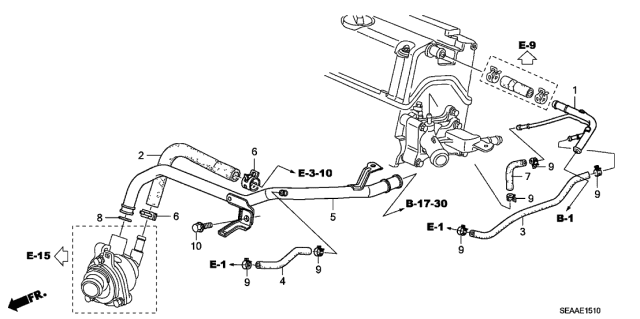 2008 Acura TSX Heater Pipe Diagram for 19510-RAA-A10