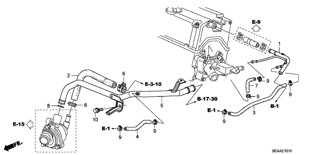 2008 Acura TSX 4 Door TSX (NAVIGATION) KA 5AT Water Hose Diagram