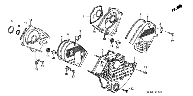 1990 Acura Legend 2 Door L (MOQUETTE) KA 5MT Timing Belt Cover Diagram