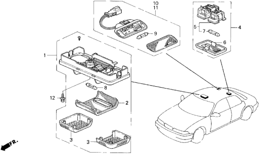 1993 Acura Vigor Light Assembly, Left Rear Interior (Shimmer Gray) Diagram for 34455-SL4-003ZC