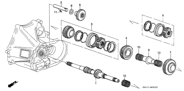1990 Acura Legend Shaft, Reverse Idle Gear Diagram for 23261-PG2-000