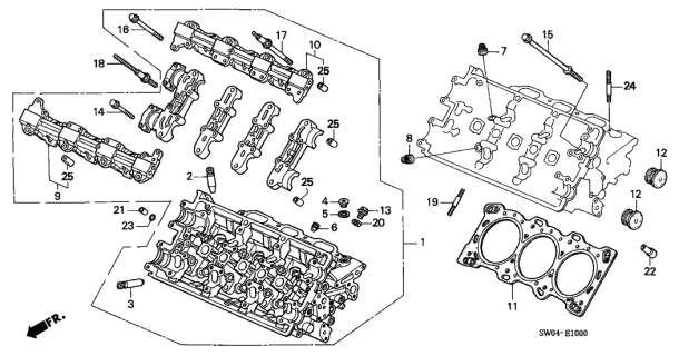 2003 Acura NSX Cylinder Head (Front) Diagram