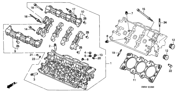 2003 Acura NSX 2 Door NSX-T KA 6MT Cylinder Head (Front) Diagram