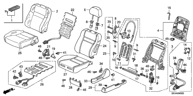 2008 Acura TSX Front Seat-Back Cover (Graphite Black) Diagram for 81128-SEA-J12ZA