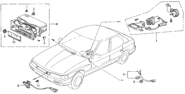 1989 Acura Legend Sensor Assembly, Sun Beam Diagram for 80510-SD4-A42