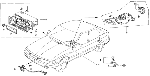 1990 Acura Legend 4 Door LS KA 4AT A/C Sensor Diagram