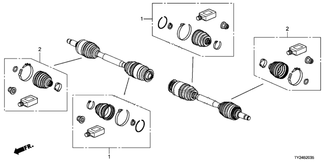 2014 Acura RLX 4 Door TECH (HYBRID) KA DCT Rear Driveshaft Set Short Parts Diagram
