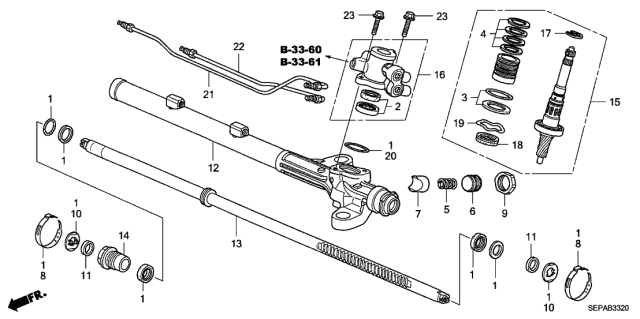 2008 Acura TL 4 Door BASE (NAVIGATION) KA 5AT P.S. Gear Box Components Diagram