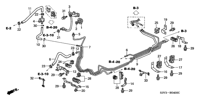 2001 Acura MDX Stay G, Fuel Pipe Diagram for 17767-S3V-A00