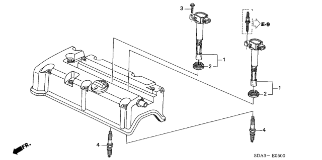 2004 Acura TSX Ignition Coil - Spark Plug Diagram