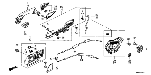 2013 Acura ILX Hybrid Cable, Rear Door Lock Diagram for 72633-TX6-A01