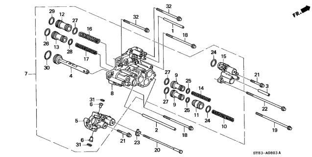 1999 Acura Integra 4 Door GS (LEATHER) KA 4AT AT Servo Body Diagram