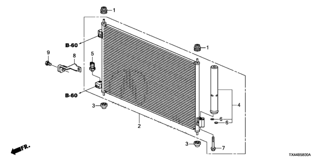 2017 Acura RDX 5 Door TECH (2WD) KA 6AT A/C Condenser Diagram