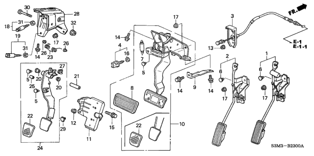 2001 Acura CL 2 Door SPORT KA 5AT Pedal Diagram