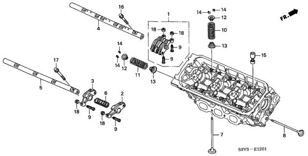 2001 Acura MDX 5 Door STD KA 5AT Valve - Rocker Arm (Rear) Diagram