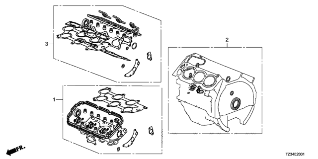 2020 Acura TLX Cylinder Head Gasket Kit Rear Diagram for 06120-5J2-A00
