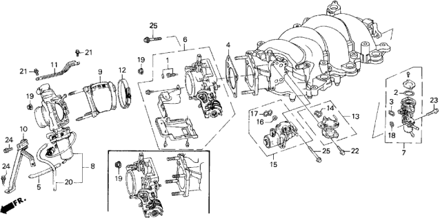 1993 Acura Legend Throttle Body Assembly Diagram for 16400-PX9-A00