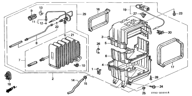 1997 Acura CL A/C Cooling Unit Diagram
