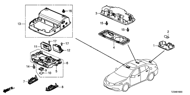 2019 Acura TLX Interior Light Diagram