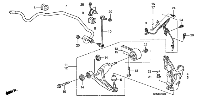 2011 Acura ZDX Front Knuckle Diagram