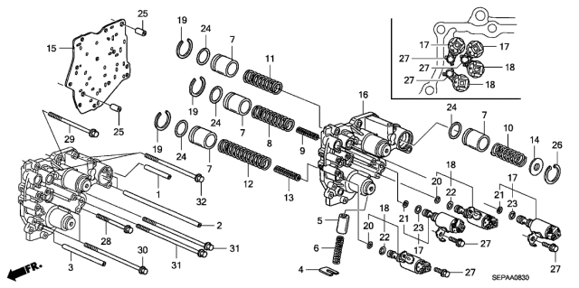 2008 Acura TL 4 Door BASE (NAVIGATION) KA 5AT AT Accumulator Body Diagram