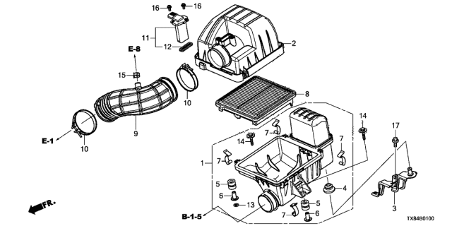 2014 Acura ILX Hybrid Stay, Air Cleaner Diagram for 17211-RW0-A00