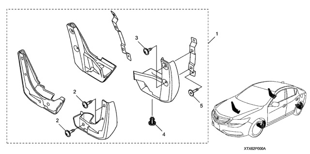 2014 Acura ILX Splash Guards Diagram