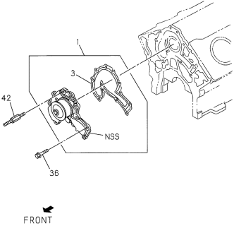 1997 Acura SLX Water Pump Assembly Diagram for 8-97125-975-0