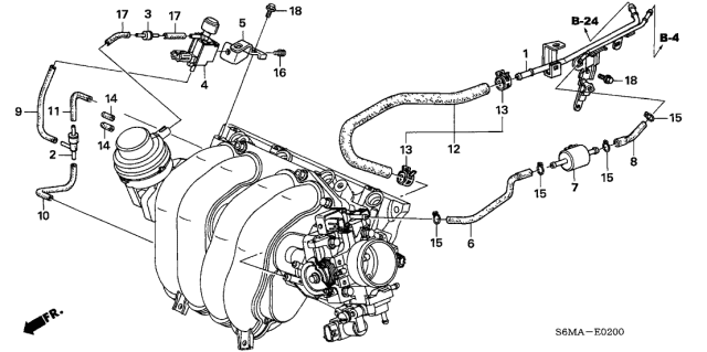 2006 Acura RSX 3 Door BASE KA 5MT Install Pipe - Tubing Diagram