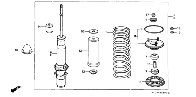 1987 Acura Legend Right Front Shock Absorber Unit (Showa) Diagram for 51605-SG0-014
