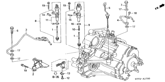 2000 Acura Integra 3 Door GS (LEATHER) KA 4AT AT ATF Pipe - Speed Sensor Diagram
