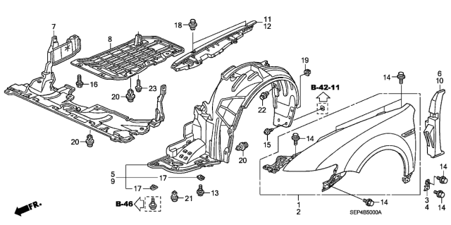 2005 Acura TL Front Fenders Diagram