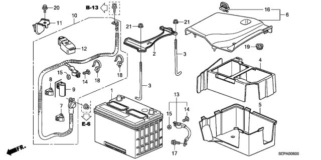 2008 Acura TL 4 Door BASE (NAVIGATION) KA 5AT Battery Diagram