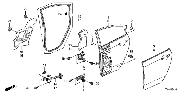 2009 Acura TL Rear Door Panels Diagram