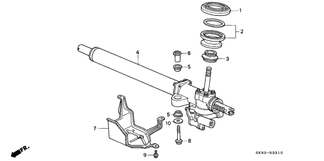 1993 Acura Integra 4 Door RS KL 4AT P.S. Gear Box Diagram