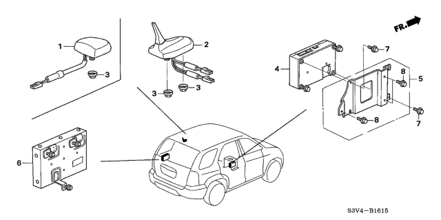 2005 Acura MDX Xm Antenna Assembly (Billet Silver Metallic) Diagram for 39150-S3V-A61ZF