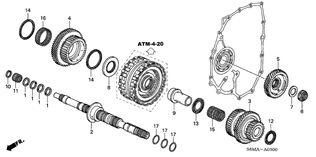 2006 Acura RSX 3 Door BASE KA 5AT AT Mainshaft Diagram