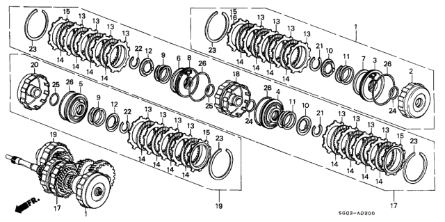 1990 Acura Legend 2 Door L (MOQUETTE) KA 4AT AT Clutch Diagram